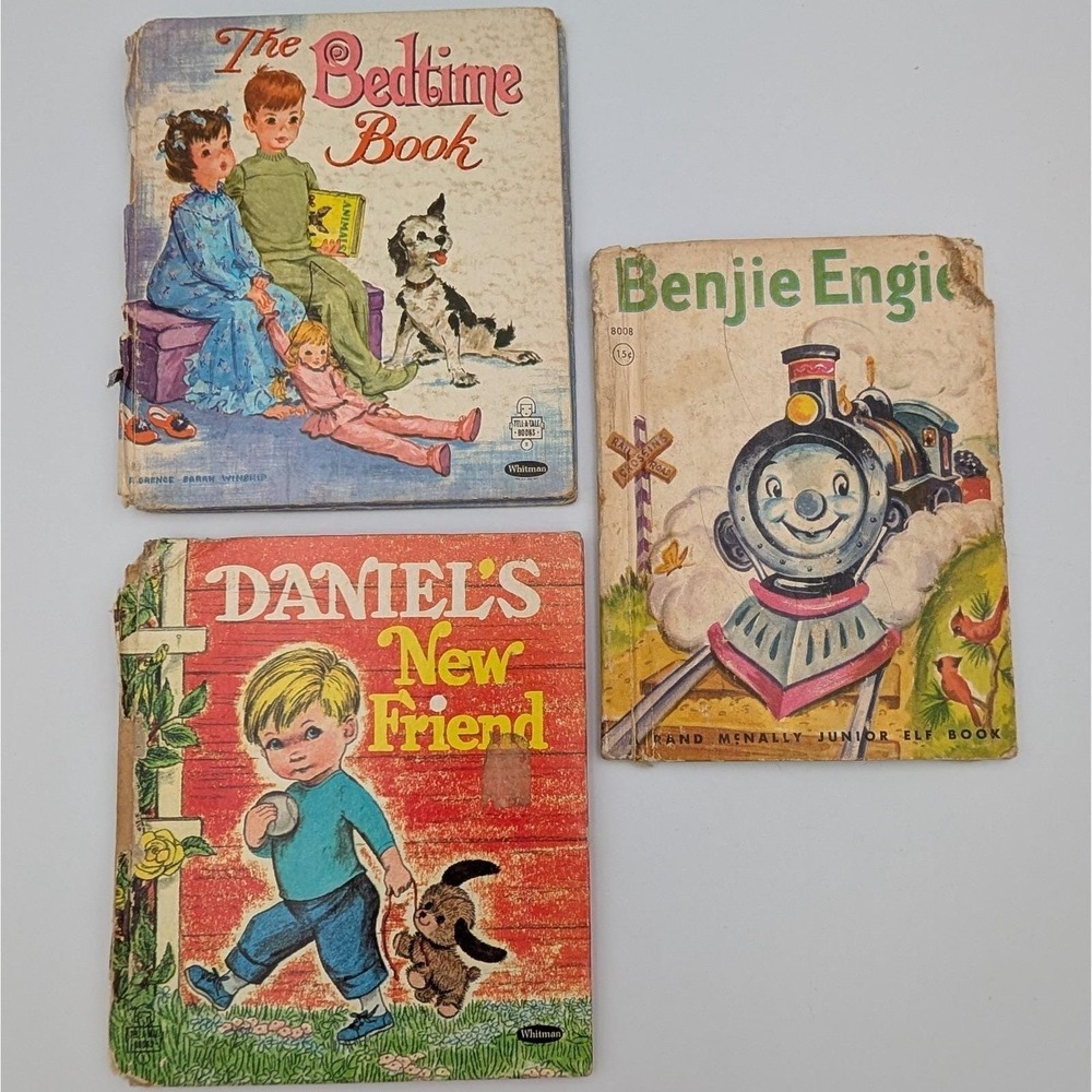 VTG Childrens Books Lot Whitman Tell-a-Tales Rand McNally Junior Elf 1950-60s